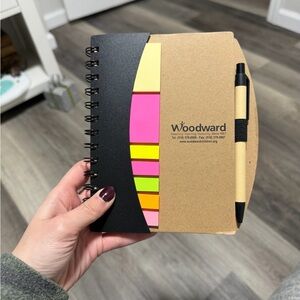 Black and Brown Spiral Notebook with Sticky Notes